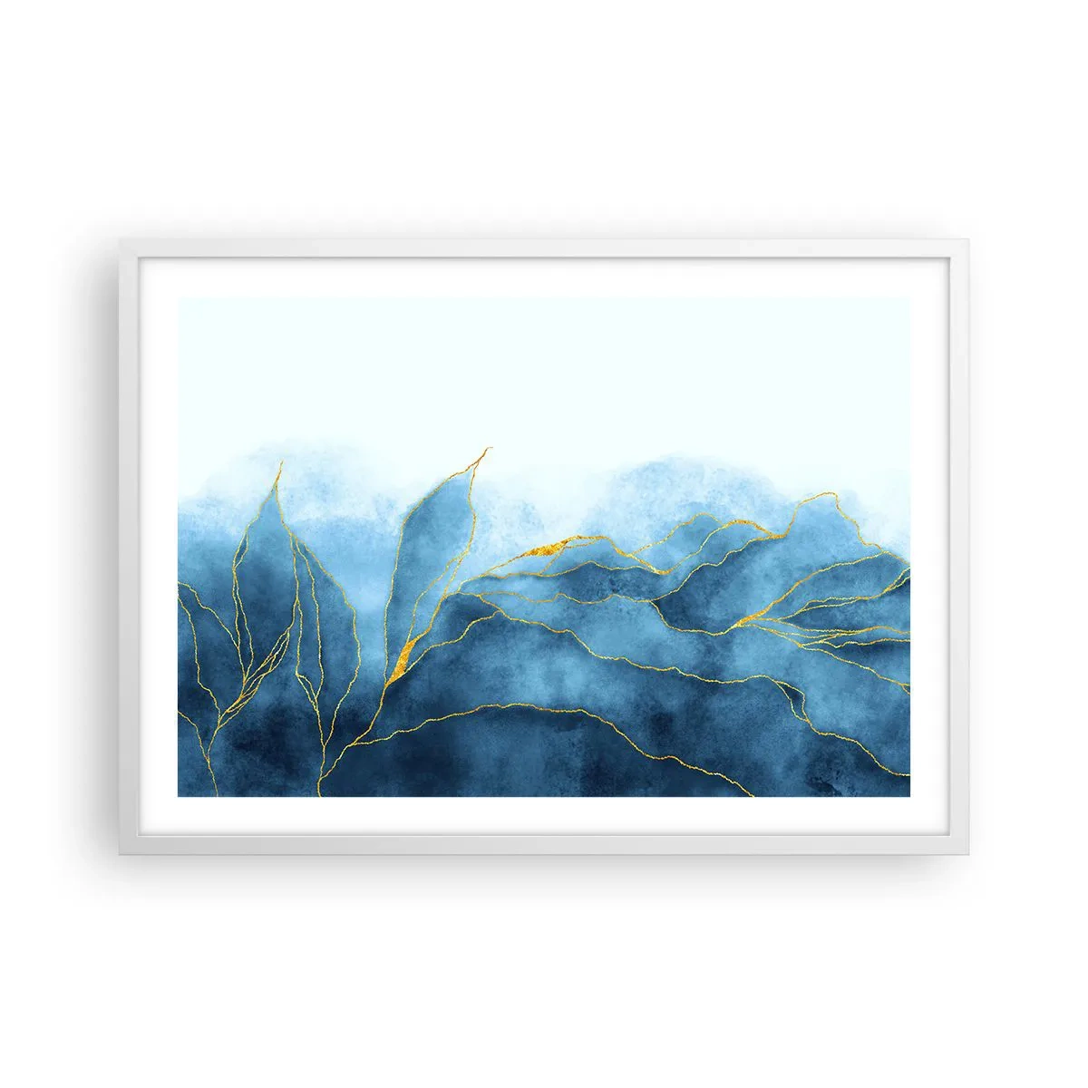 Poster in white frmae - Blue In Gold - 70x50 cm