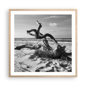 Poster in light oak frame - Seaside Sculpture - 60x60 cm