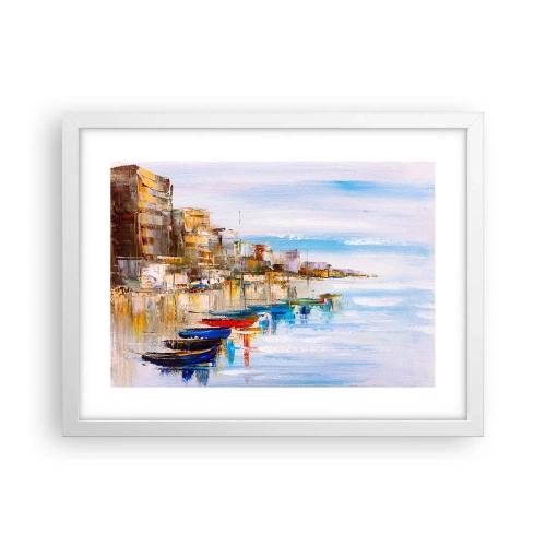 Poster in white frmae - Multicolour Town Marina - 40x30 cm