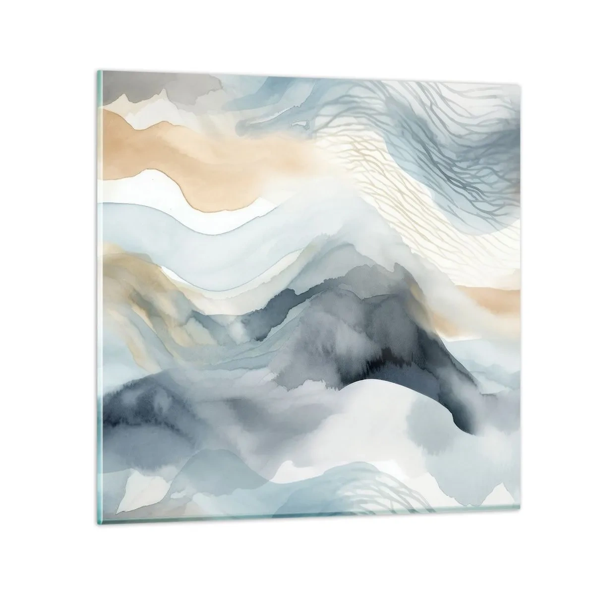 Glass picture - Snowy and Foggy Abstract - 40x40 cm