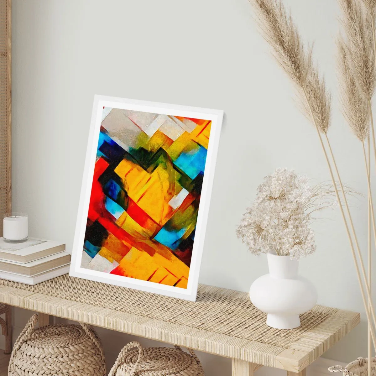 Poster in white frmae - Colourful Quilt - 50x70 cm