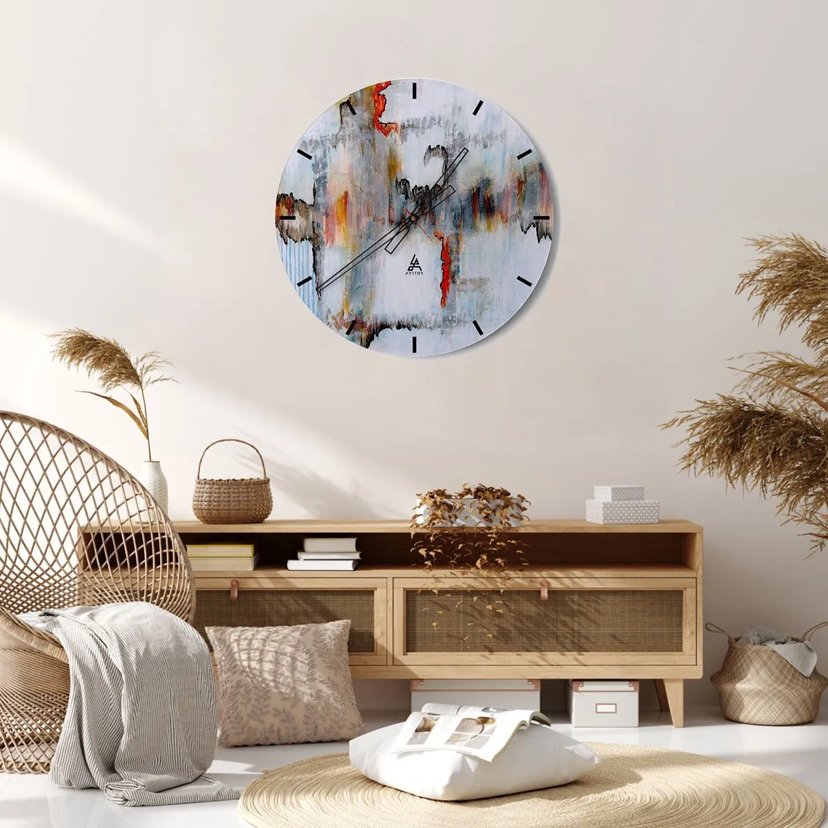 Wall clock - Clock on glass - With a Stick on Water - 40x40 cm