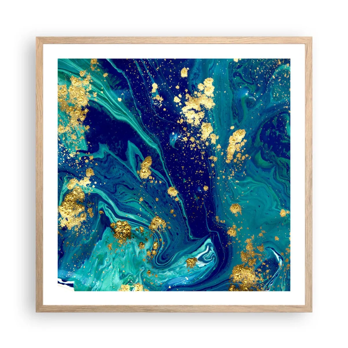Poster in light oak frame - Sun Flakes - 60x60 cm