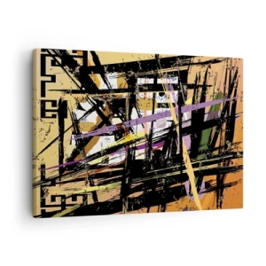 Canvas picture - Abstract lines and shapes on a beige background - 70x50cm - Sharp Cuts - Modern wall decoration for the living room and bedroom ARTTOR