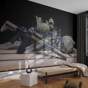 Custom Wallpaper Premium Canvas - At Ease - Military, Rifle, Weapon