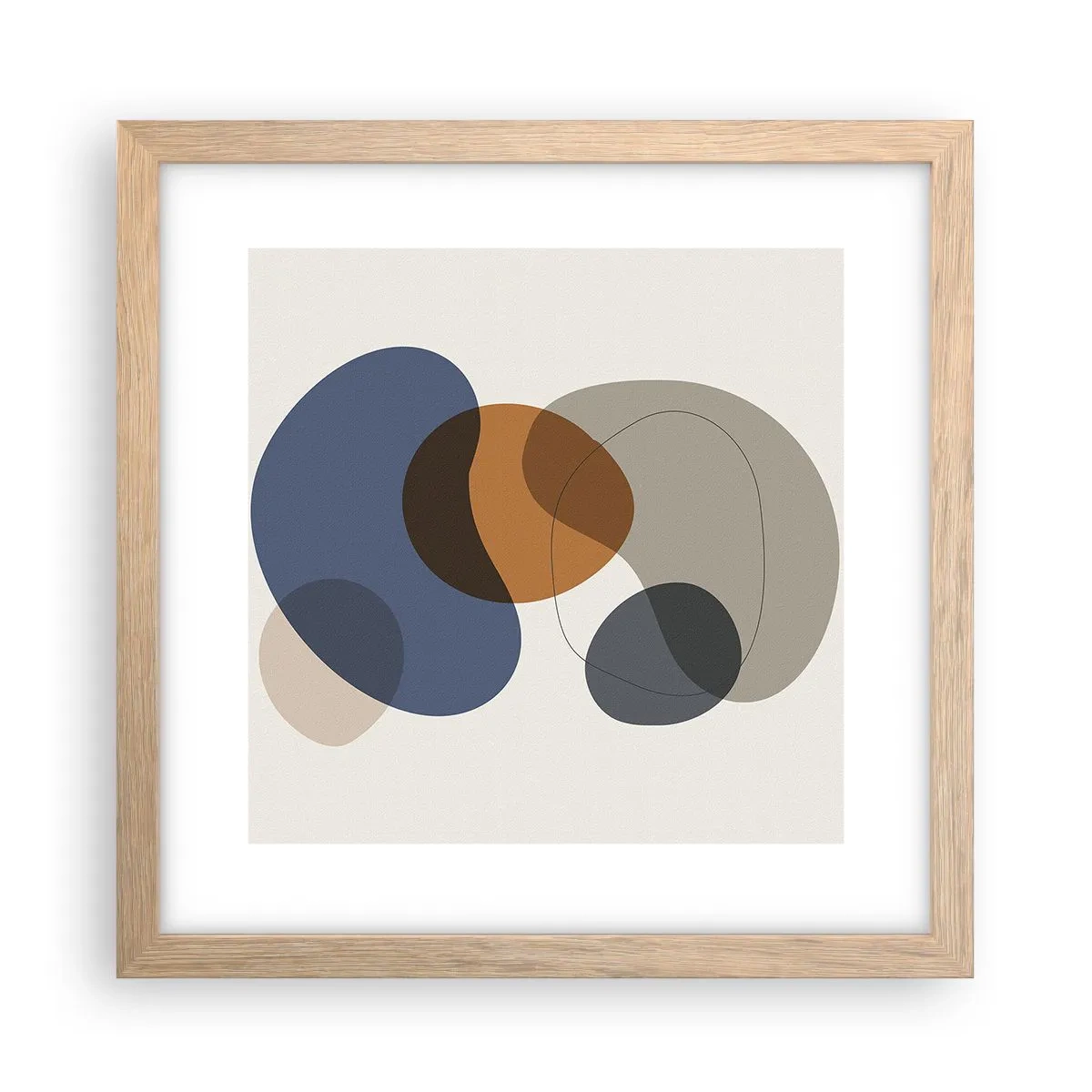 Poster in light oak frame - Drops of Colours - 30x30 cm