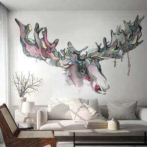 Self-Adhesive Photo Wallpaper Deluxe Sticker - Crown of the King of the Forest - Abstraction, Moose, Nature - 300x210 cm