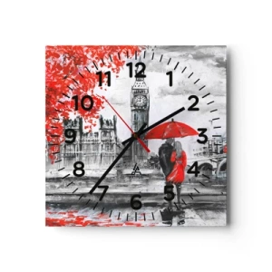 Wall clock - Clock on glass - In Love with London - 30x30 cm