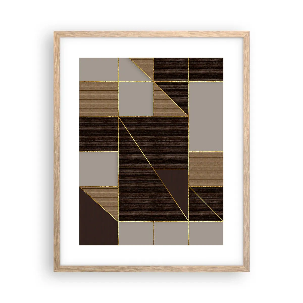 Poster in light oak frame - Mosaic of Brown and Gold - 40x50 cm