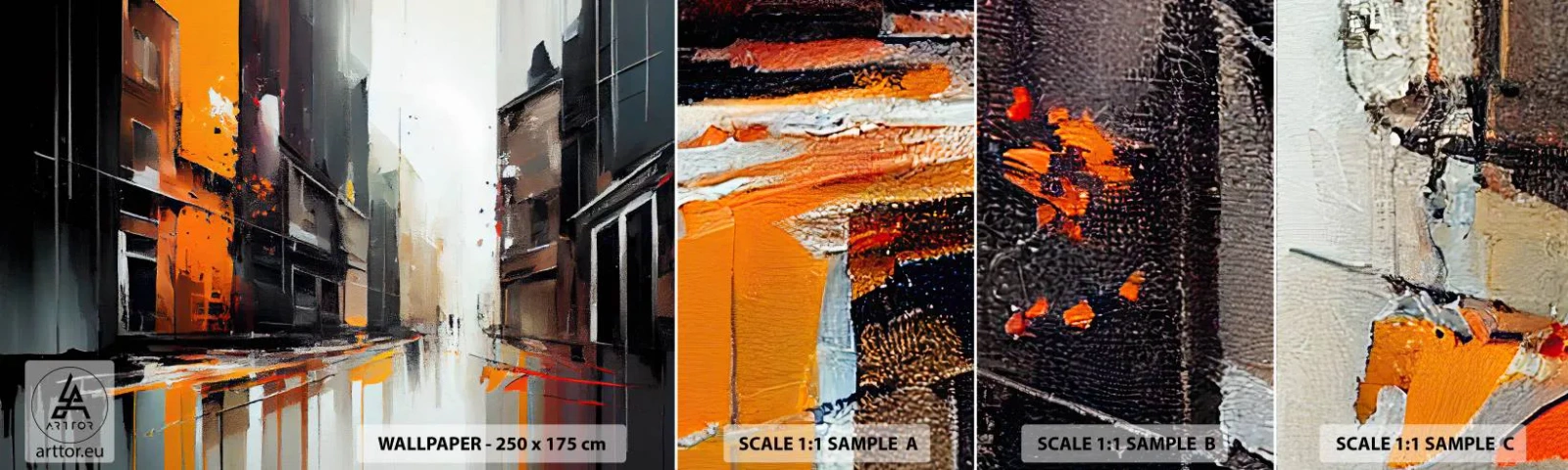 Photo Wallpaper Sample Self-Adhesive Deluxe Sticker - Rainy Day - Architecture, Modern Art, City - 100x30 cm