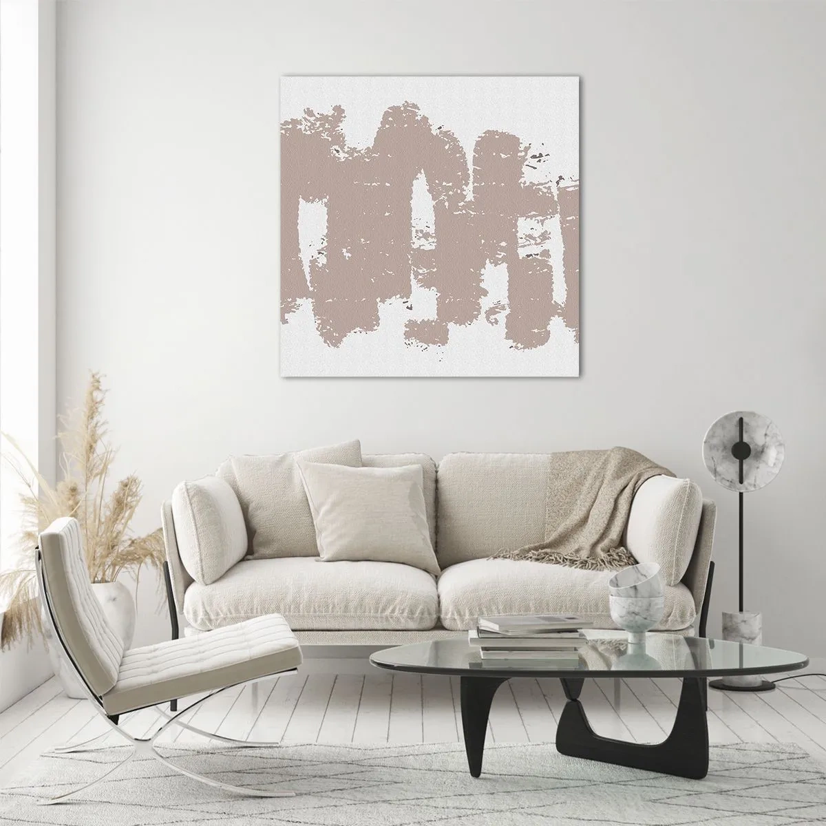 Glass picture - Abstract in Delicate Pink - 40x40 cm