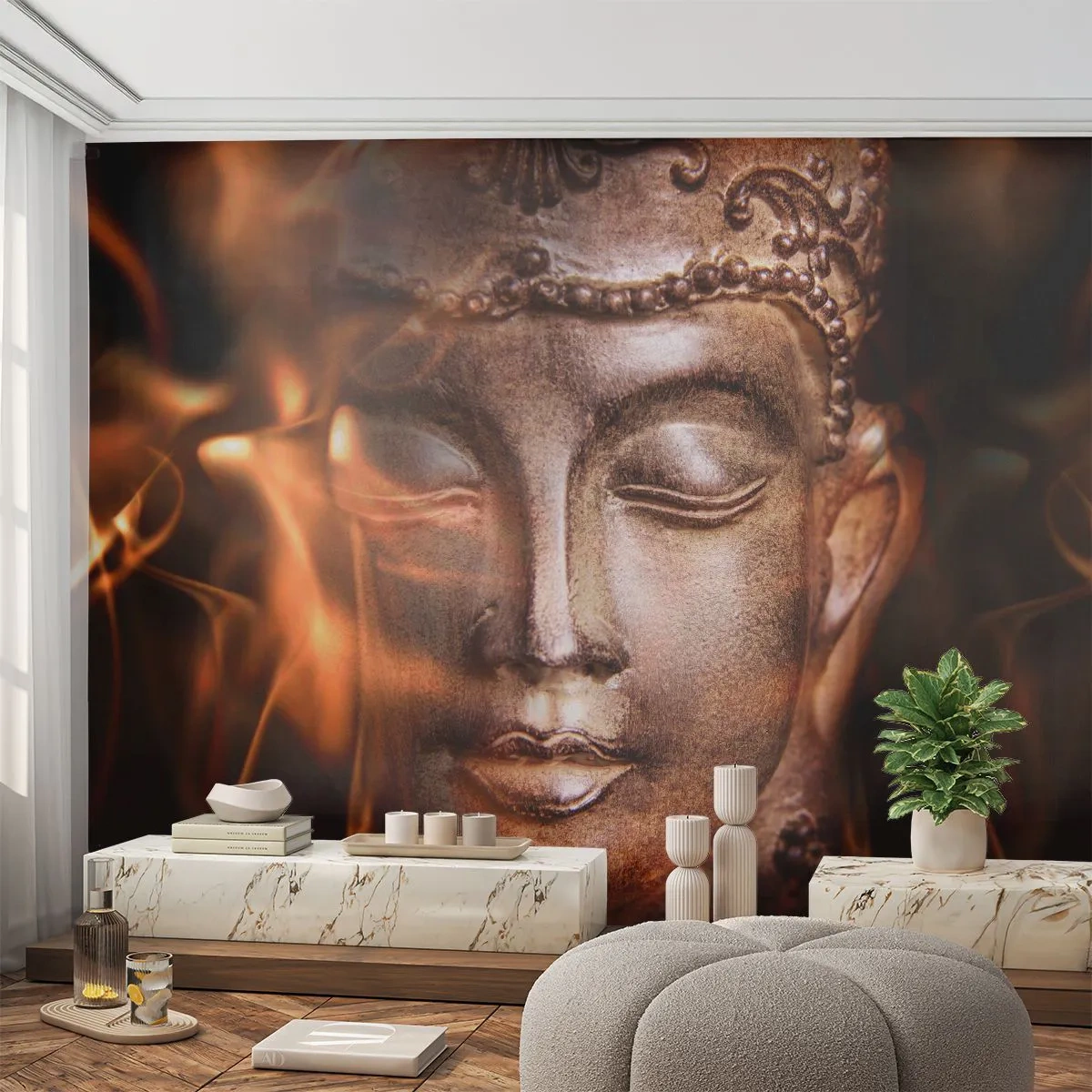 Photo Wallpaper Premium Sand - There Is Only Now and Here - Buddha, Religion, Asia - 300x210 cm