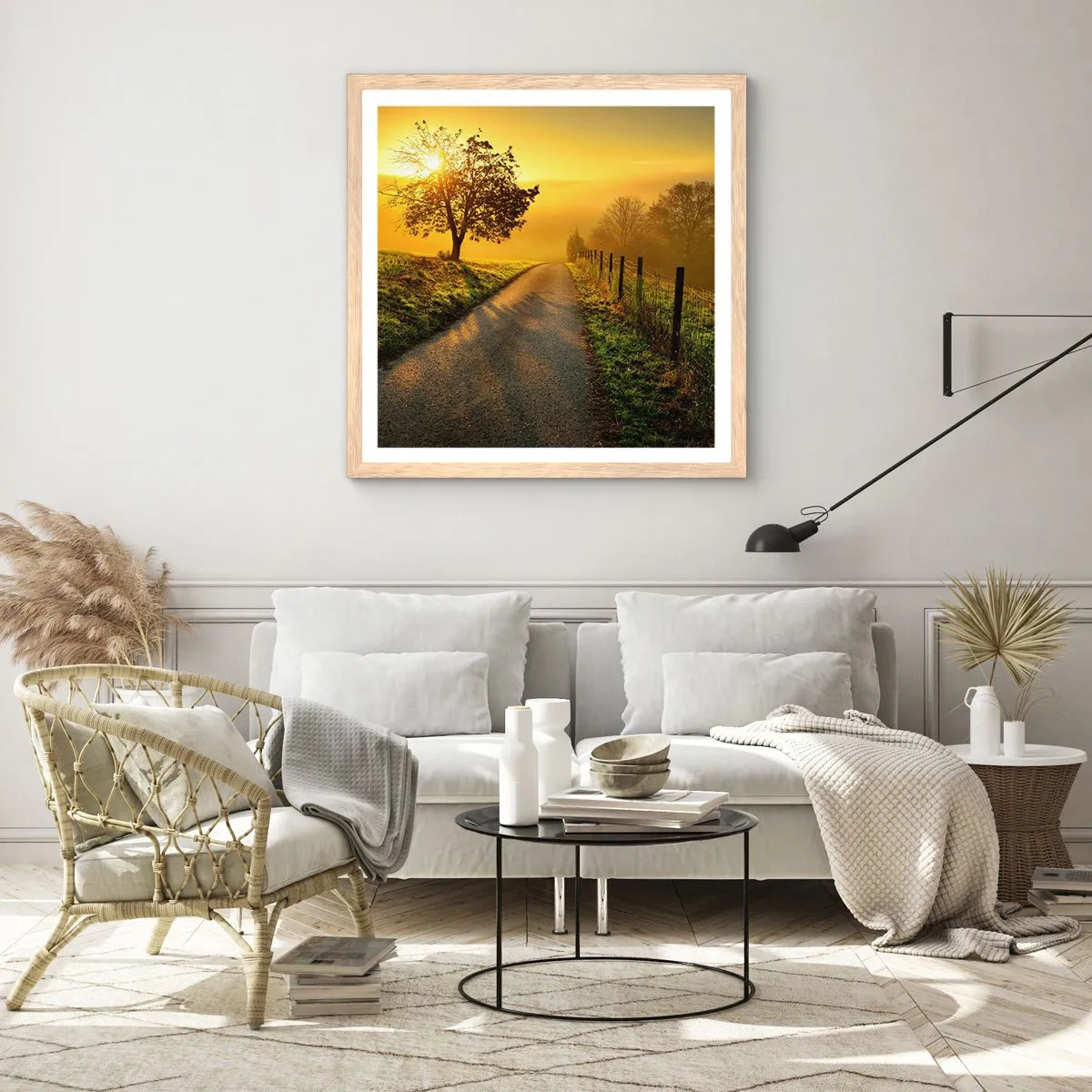 Poster in light oak frame - Honey Afternoon - 40x40 cm