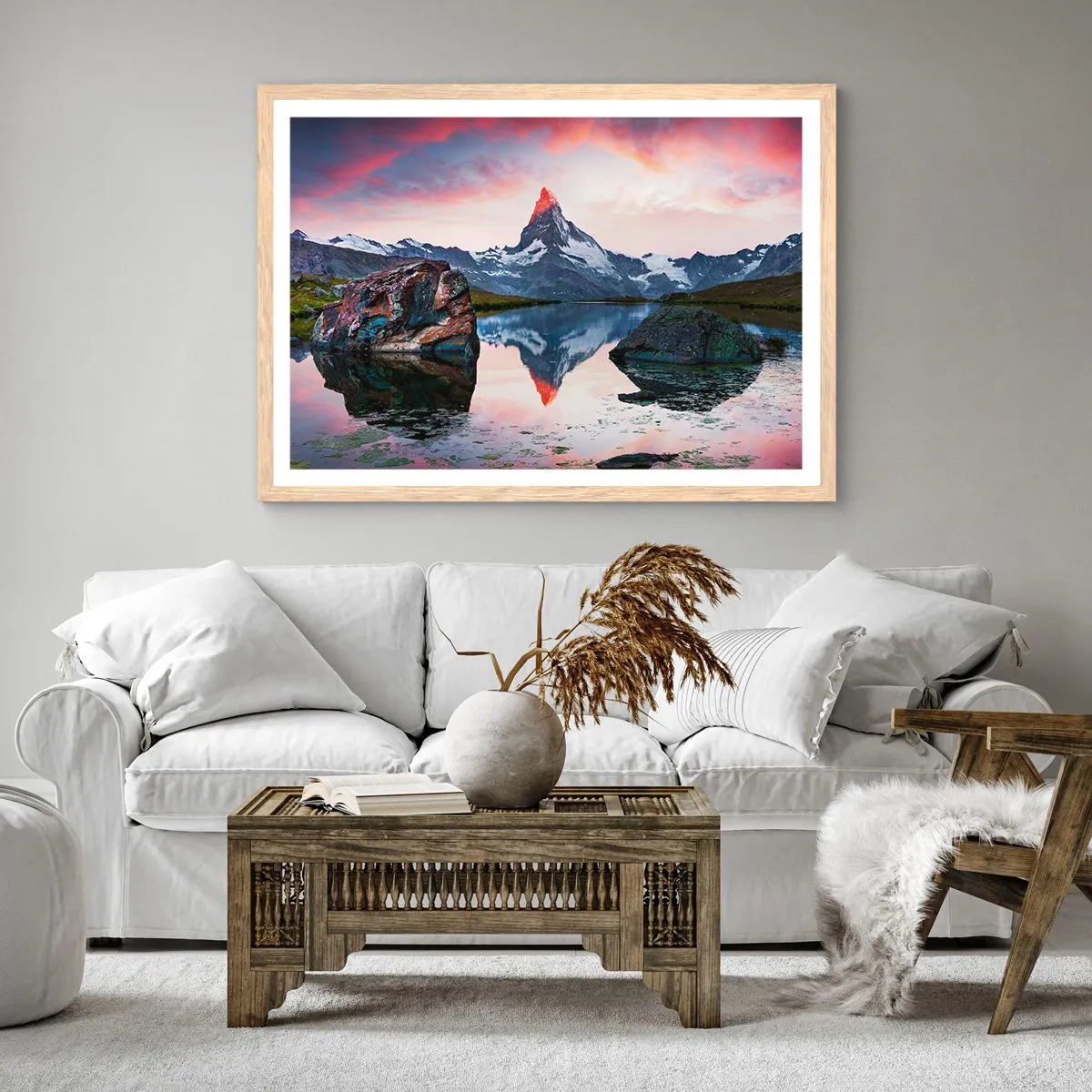 Poster in light oak frame - Heart of the Mountains Is Hot - 40x30 cm