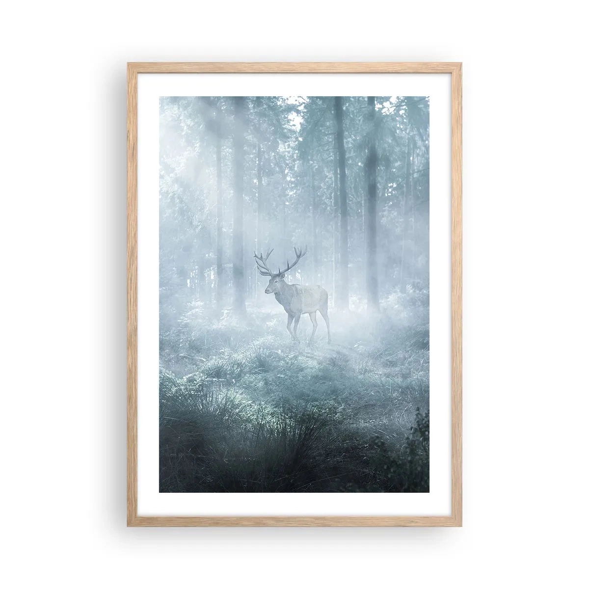 Poster in light oak frame - Morning Round of the Estate - 50x70 cm