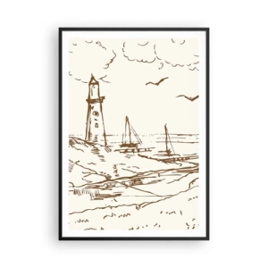 Poster in black frame - Outline of a Summer Postcard - 70x100 cm