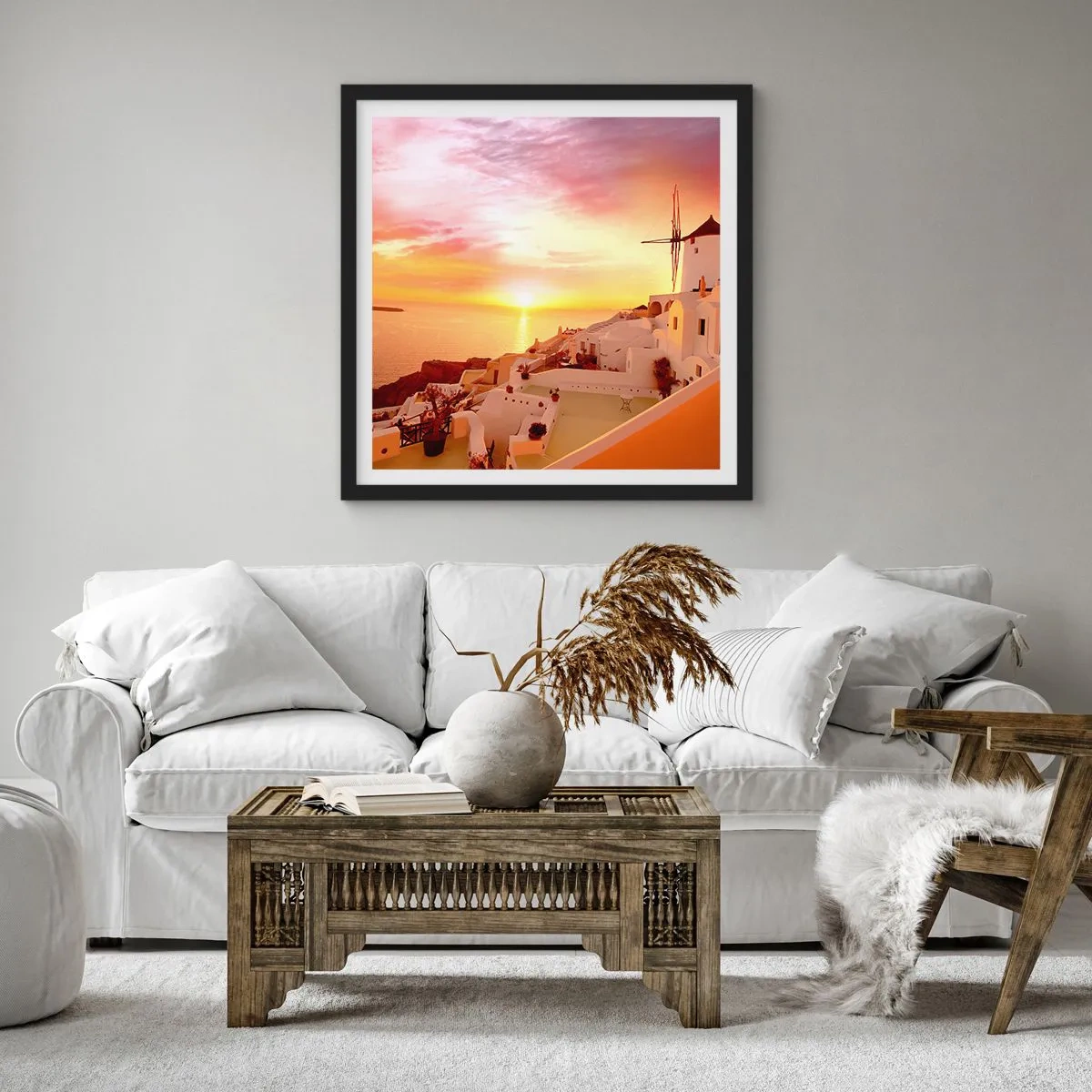 Poster in black frame - Melting in White and Gold - 30x30 cm