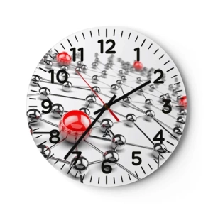 Wall clock - Clock on glass - Silver Net - 40x40 cm