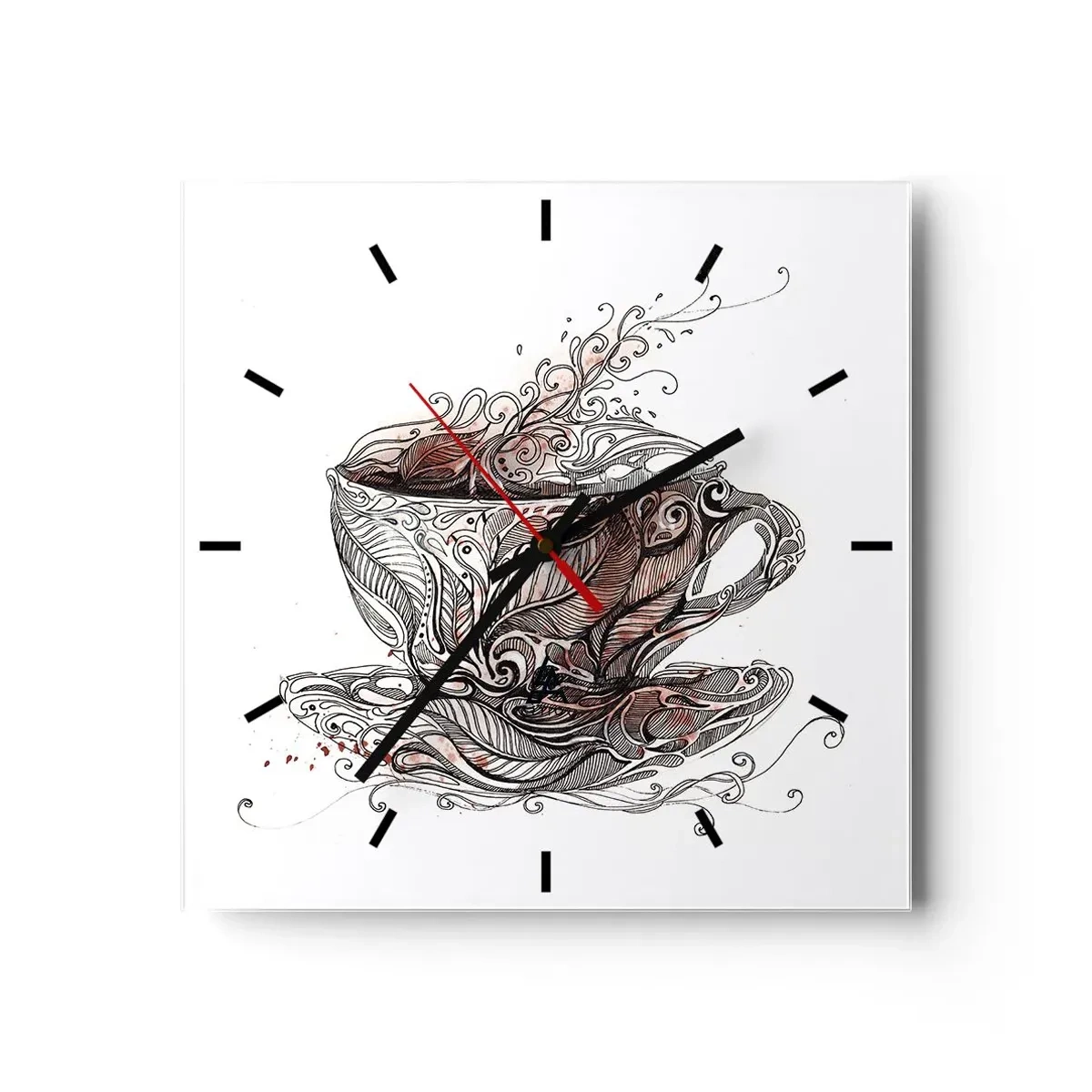Wall clock - Clock on glass - Tea Time - 30x30 cm