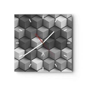 Wall clock - Clock on glass - Cubist Jigsaw - 40x40 cm