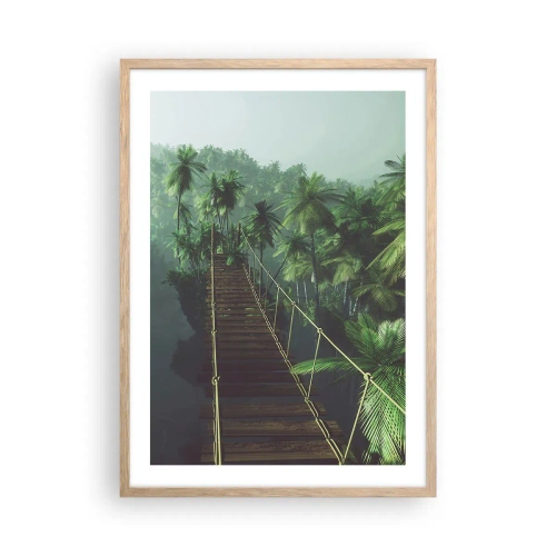 Poster in light oak frame - Hanging Bridge in the Green - 50x70 cm