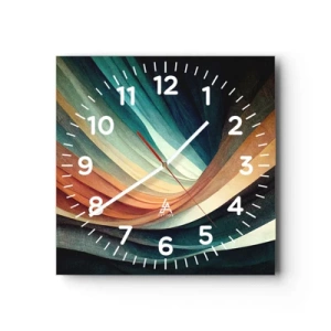 Wall clock - Clock on glass - Woven from Colours - 40x40 cm