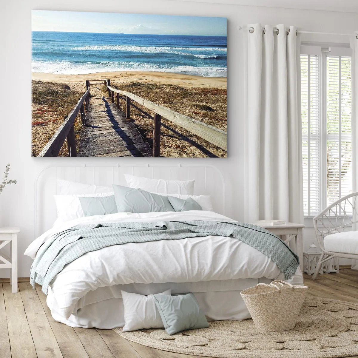 Canvas picture - Wooden path leading to the beach - 70x50cm - Run! - Modern wall decoration for the living room and bedroom ARTTOR