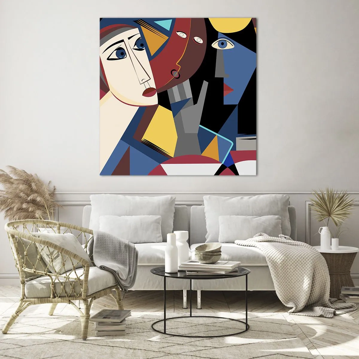 Glass picture - Conversation of Cubists - 30x30 cm