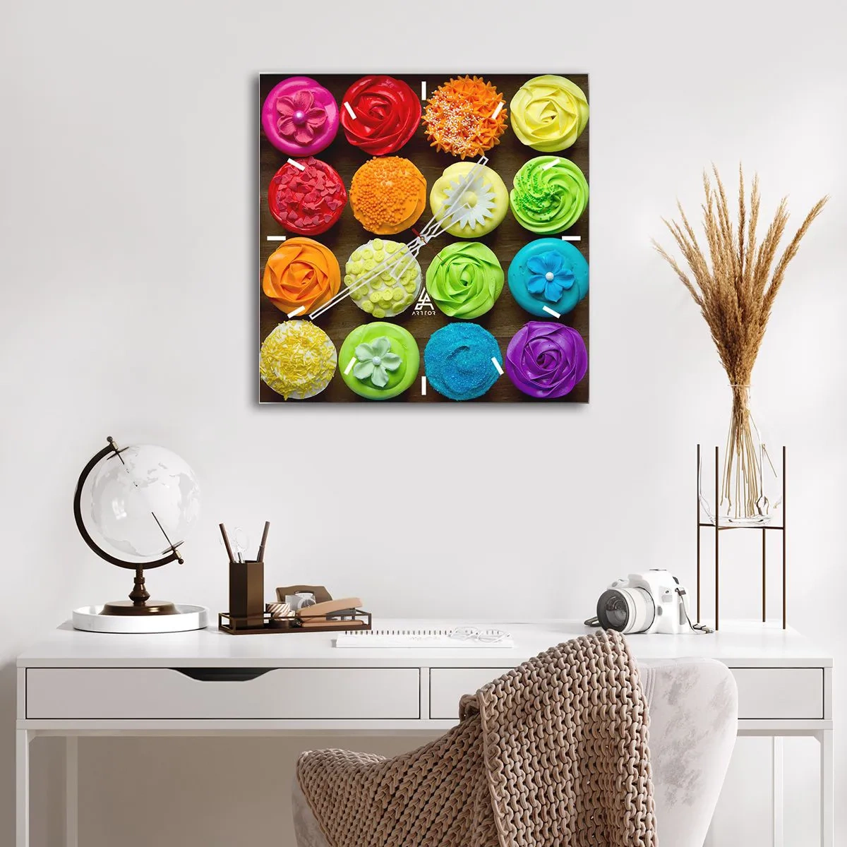 Wall clock - Clock on glass - All Different - All Delicious - 40x40 cm