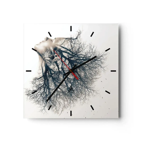 Wall clock - Clock on glass - Listening to the Whisper of the Trees - 40x40 cm