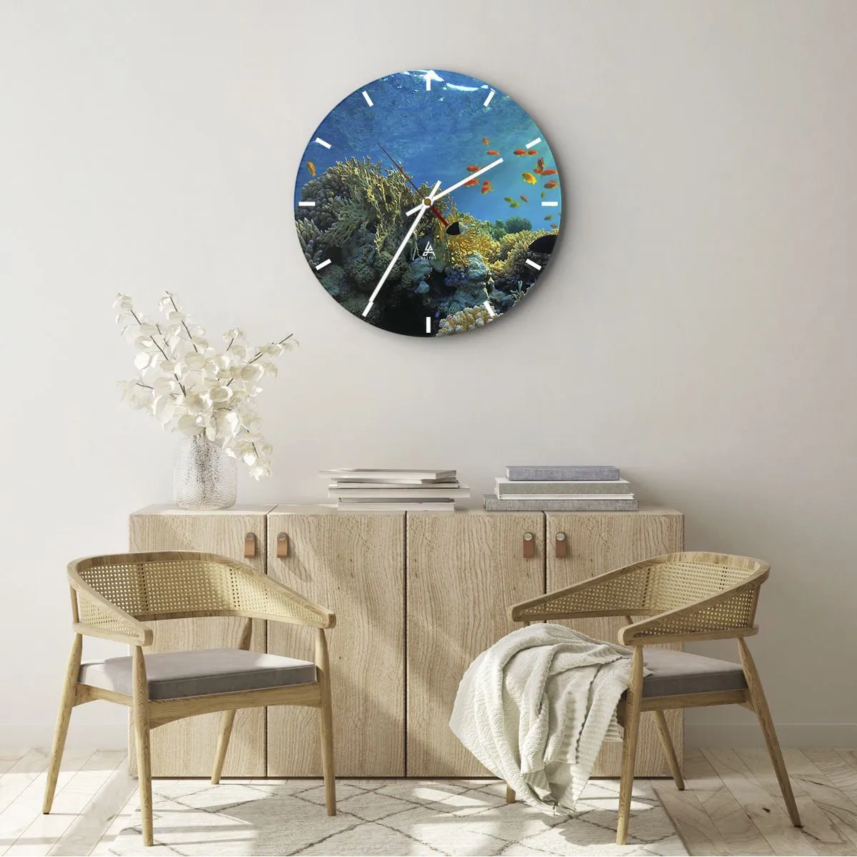 Wall clock - Clock on glass - Underwater Treasures - 40x40 cm