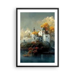 Poster in black frame - A castle on a rock surrounded by an autumn landscape - 50x70cm - Beginning of a Romantic Tale - Modern wall decoration for the living room and bedroom ARTTOR