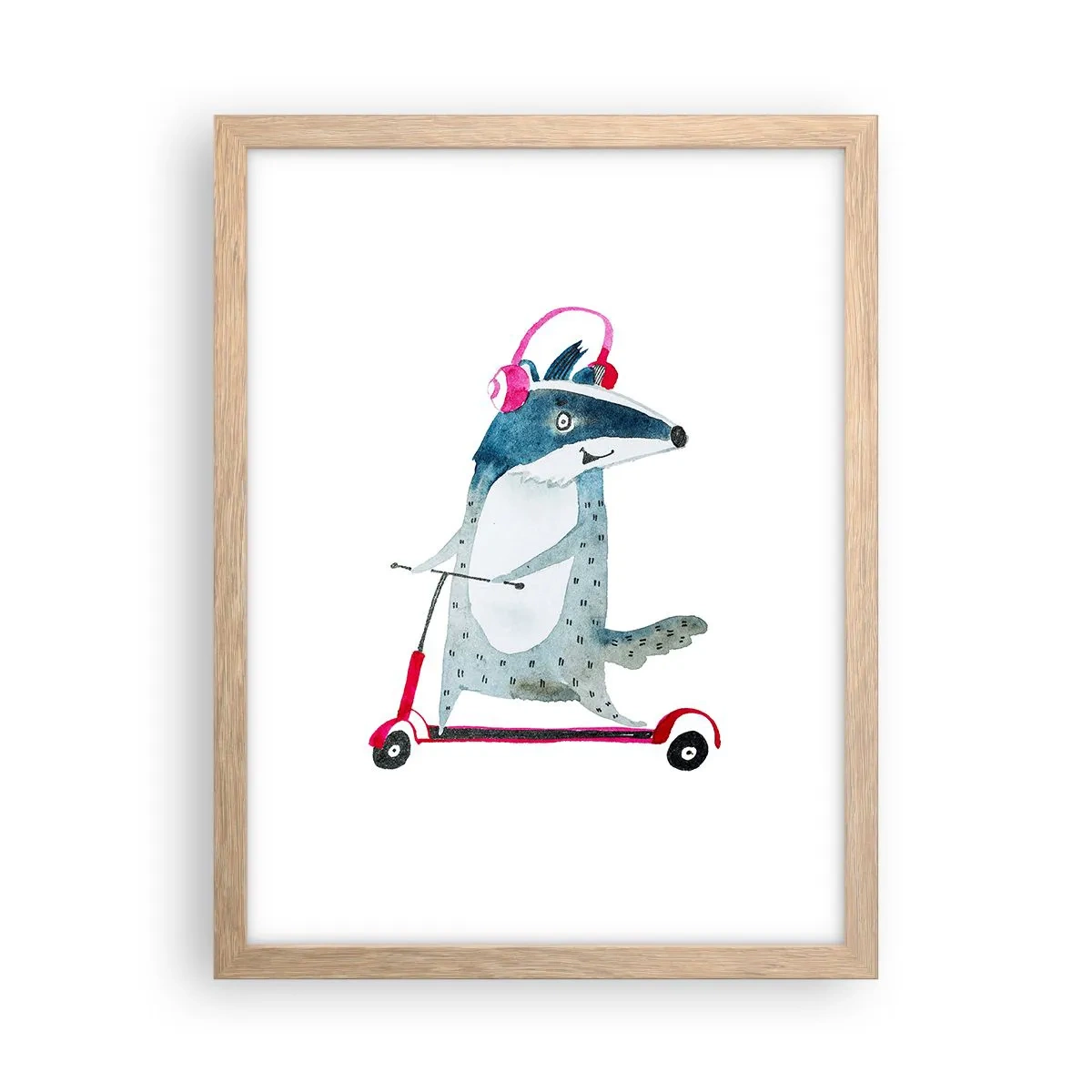 Poster in light oak frame - Joys of a Badger - 30x40 cm