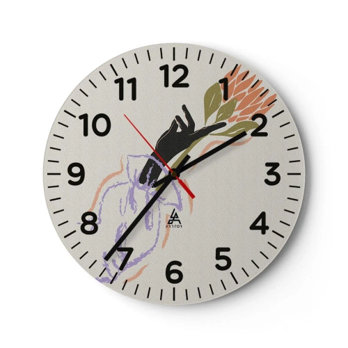Wall clock - Clock on glass - Sister Touch - 40x40 cm
