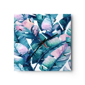 Wall clock - Clock on glass - In a Banana Grove - 40x40 cm