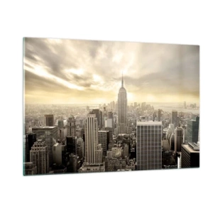 Glass picture - New York Woven in Grey - 120x80 cm