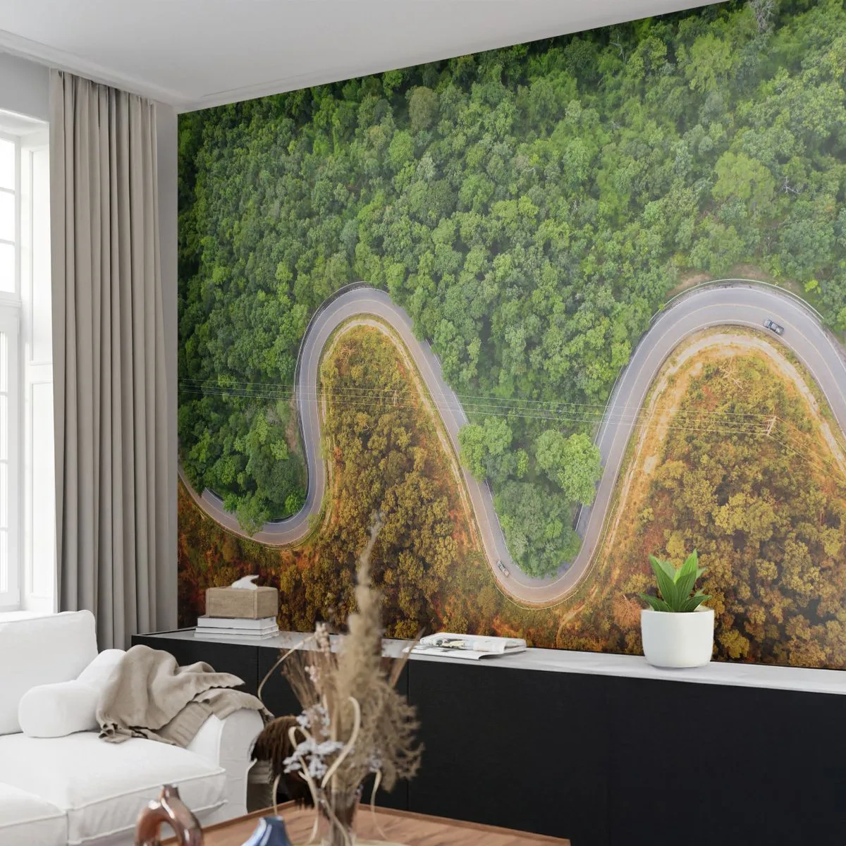Custom Wallpaper Standard Eco - Borders and Breakthroughs - Landscape, Car Road, Forest