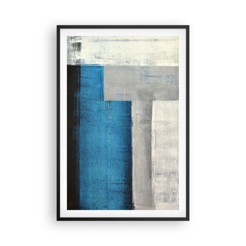 Poster in black frame - Poetic Composition of Blue and Grey - 61x91 cm