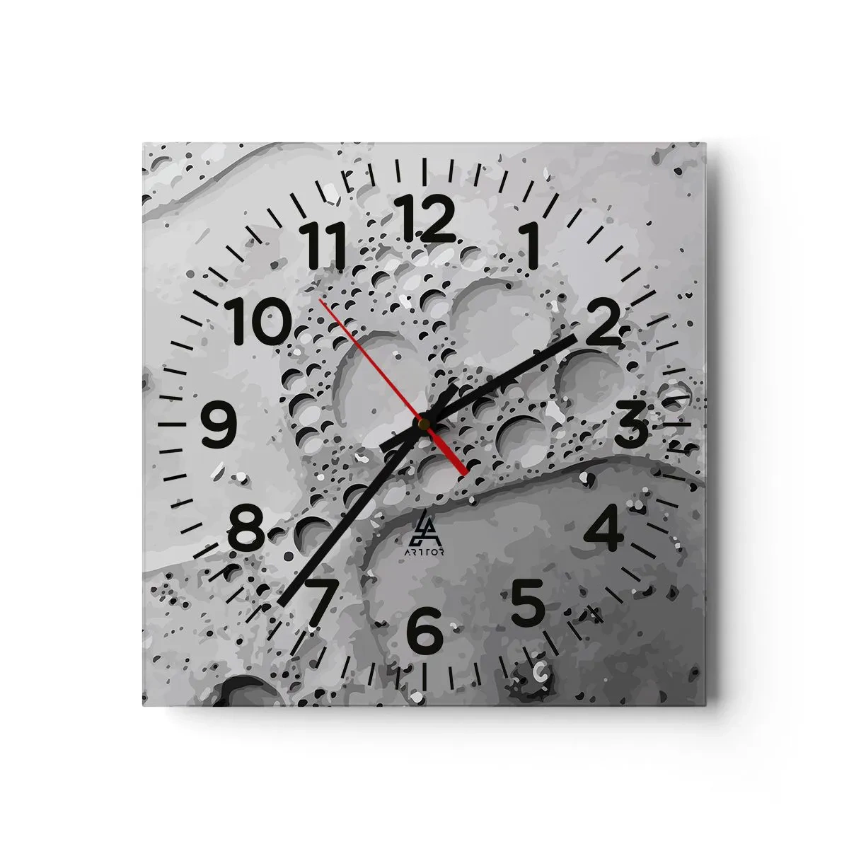 Wall clock - Clock on glass - Foamy Footprint - 30x30 cm
