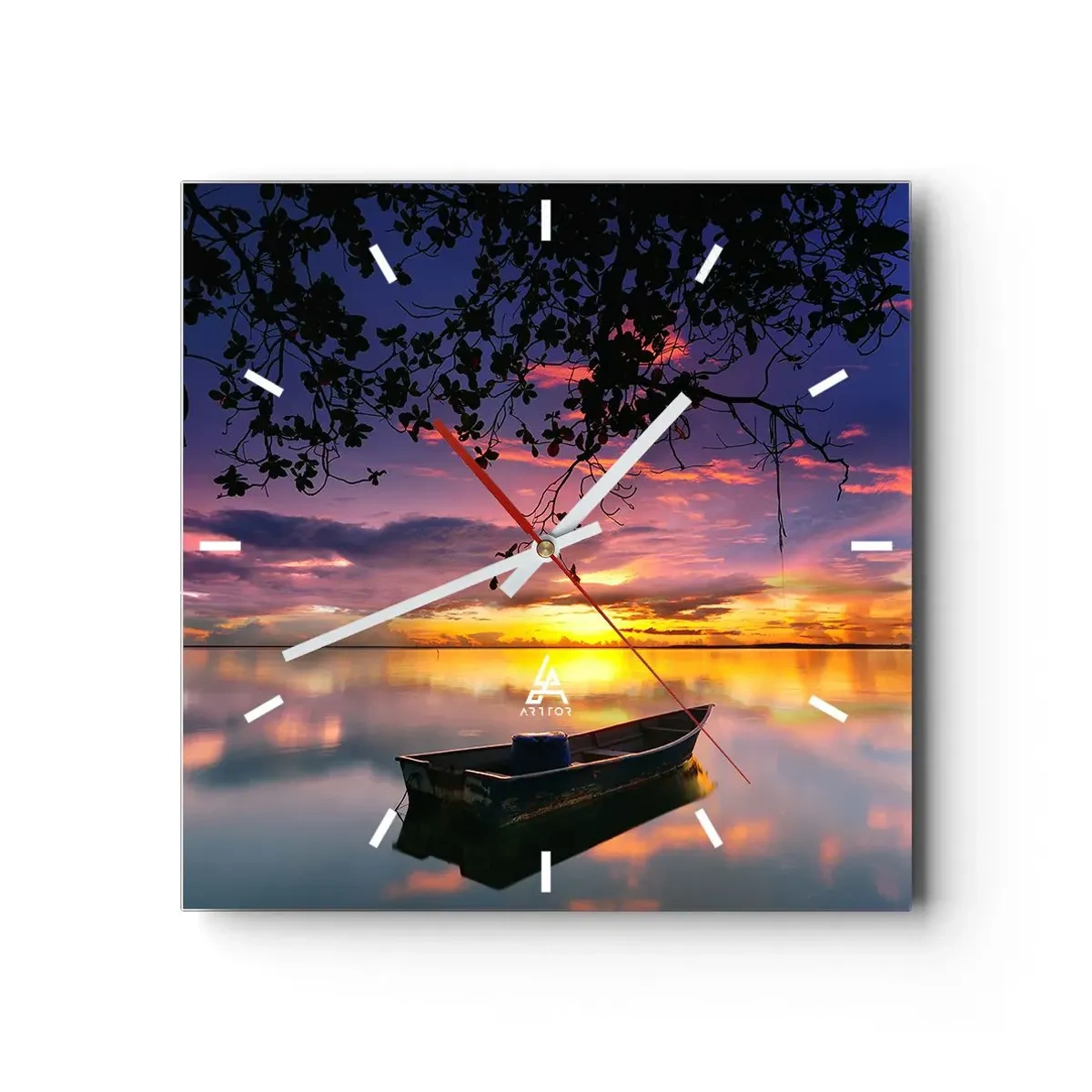 Wall clock - Clock on glass - Serenity of the Lake - 40x40 cm