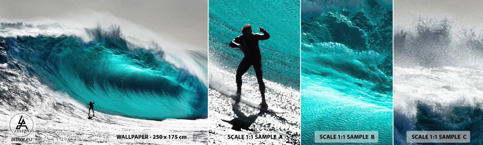 Photo Wallpaper Sample Standard Eco - Challenge Accepted - Surfing, High wave, Surfer - 100x30 cm