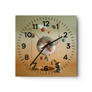 Wall clock - Clock on glass - Anything Can Happen - 40x40 cm