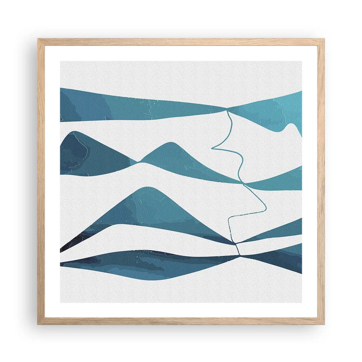 Poster in light oak frame - Abstract: Turquoise Relation - 60x60 cm