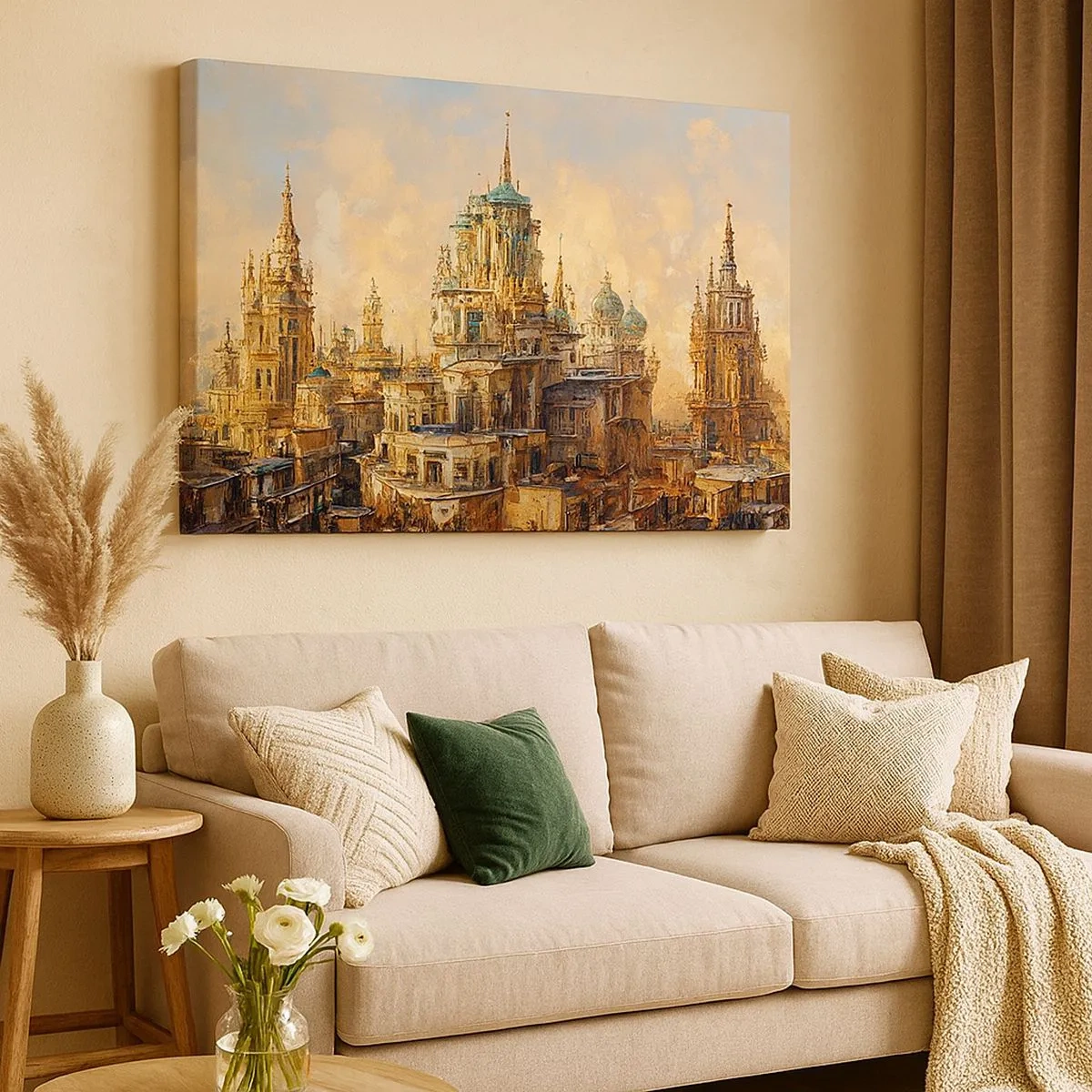 Canvas picture - Architectural towers in the rays of the setting sun - 70x50cm - City of Cities - Modern wall decoration for the living room and bedroom ARTTOR
