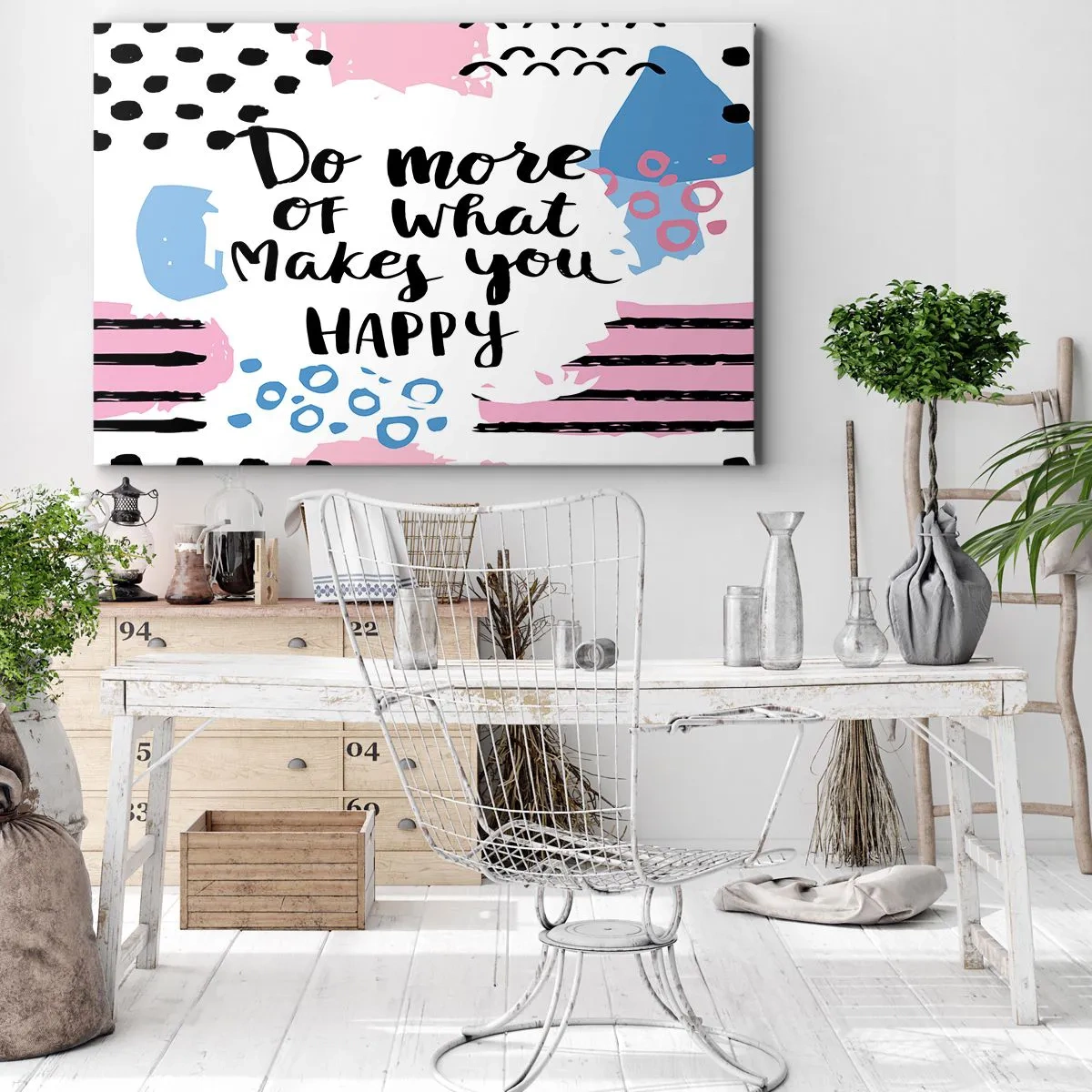 Canvas picture - Poster with the words 'Do more of what makes you happy' - 70x50cm - How To Be Happy - Modern wall decoration for the living room and bedroom ARTTOR