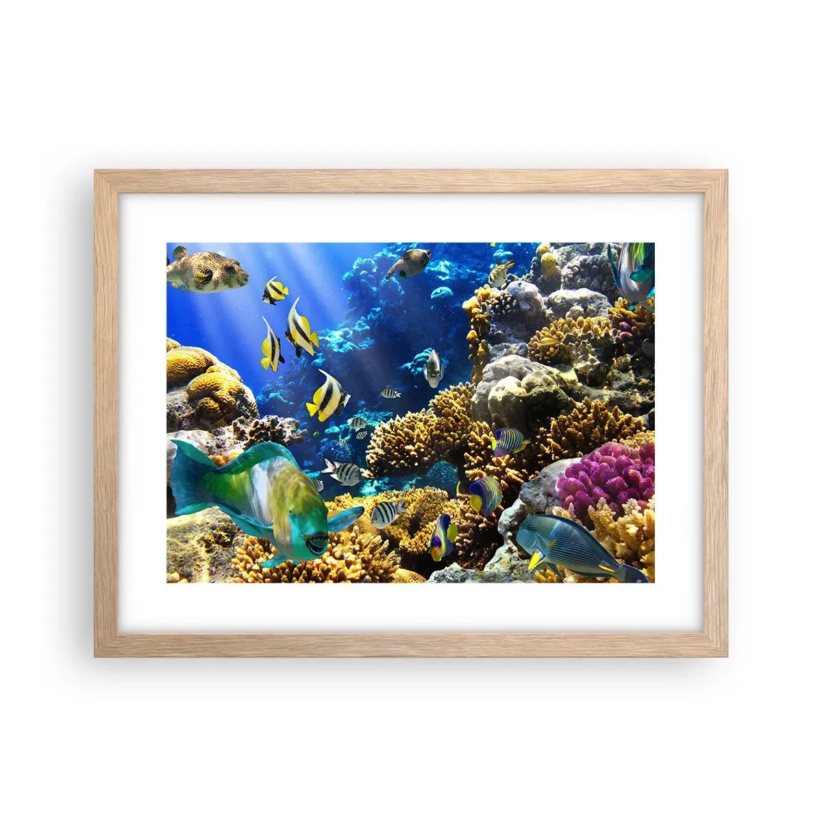 Poster in light oak frame - Big Traffic to Holiday Destination - 40x30 cm
