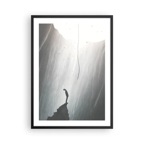 Poster in black frame - A figure on the edge of a cliff in the light of the abyss - 50x70cm - There Is Always Some Way Out - Modern wall decoration for the living room and bedroom ARTTOR