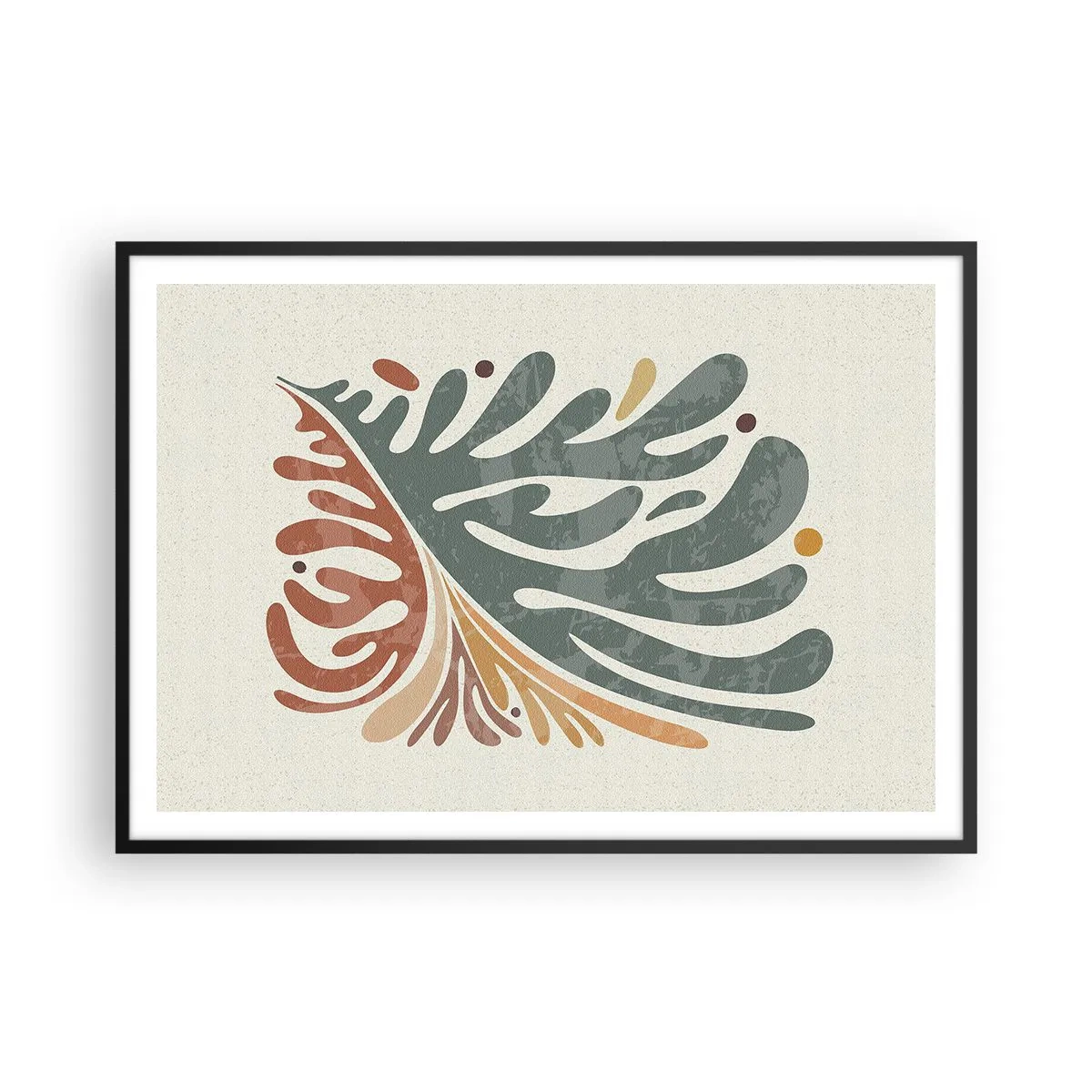 Poster in black frame - Multicolour Leaf - 100x70 cm