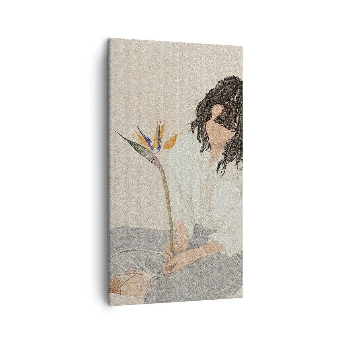 Canvas picture - Portrait with an Exotic Flower - 45x80 cm