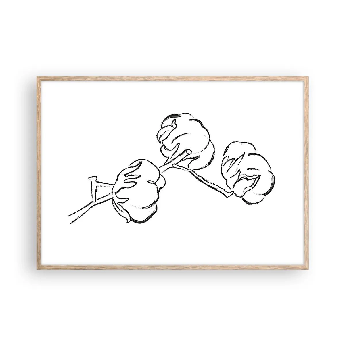 Poster in light oak frame - Cotton Fluff - 100x70 cm